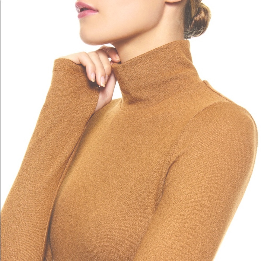 SOLD Camel Delora Turtleneck Long Cocktail